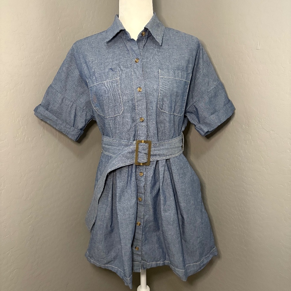 Banana Republic Chambray Blue Dress With Belt Size S